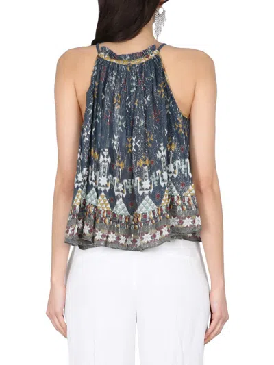 Isabel Marant Étoile Flared Geometric-print Halterneck Top