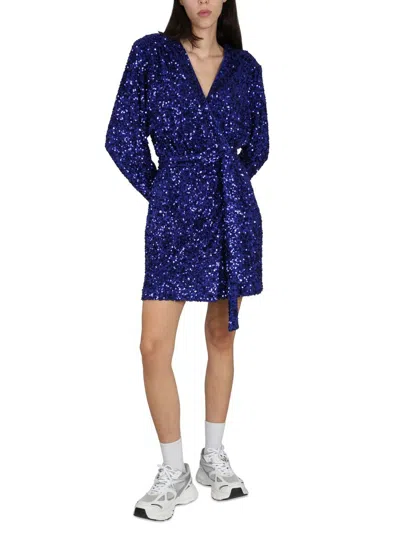 Rotate Birger Christensen Rotate Deep V-neck Sequined Evening Dress With Adjustable Belt