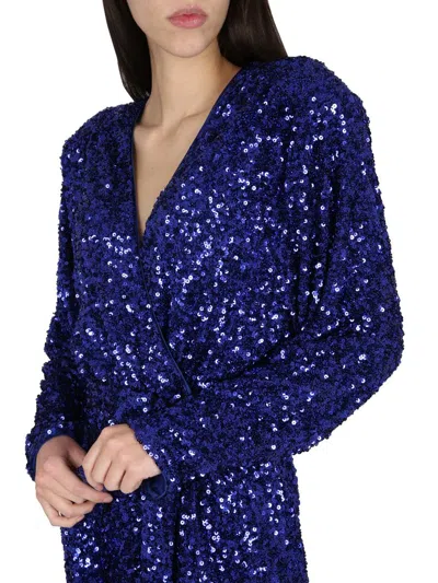 Rotate Birger Christensen Rotate Deep V-neck Sequined Evening Dress With Adjustable Belt