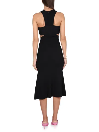 Alexander Mcqueen Black Slashed Harness Midi Dress In Black