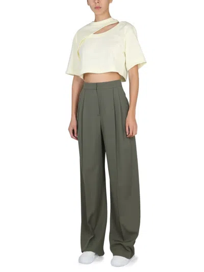 Alexander Mcqueen High Waist Wide Leg Trousers With Belt Loops