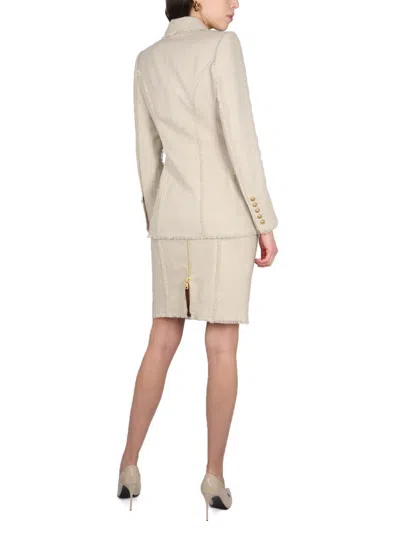 Balmain Women's Linen Midi Skirt
