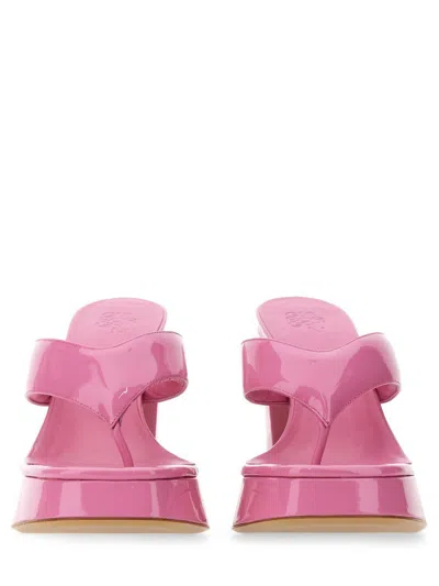Gia Borghini Woman Thong Sandal Pink Size 8 Leather