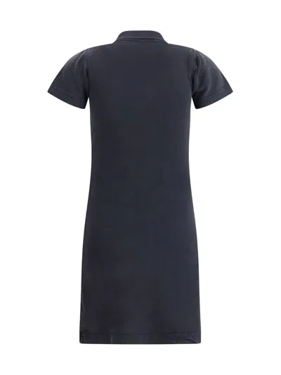 Balenciaga Black Mini Dress With Polo Shirt Style Collar And Logo Detail On The Front In Cotton Woma