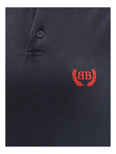 Balenciaga Black Mini Dress With Polo Shirt Style Collar And Logo Detail On The Front In Cotton Woma