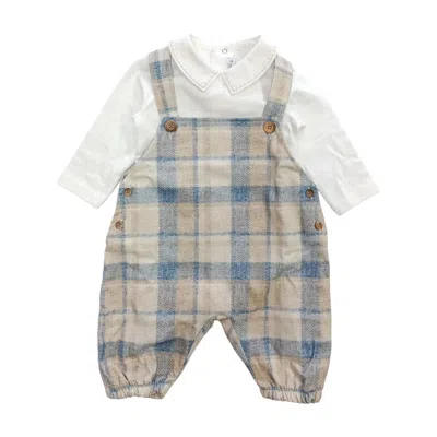 Barcellino® Barcellino - Complete 2 Pz Salopette Tartan Celeste 105104