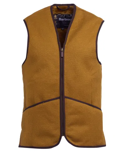 Barbour Warm Pile Waistcoat Zip Sleeveless Jacket In Brown