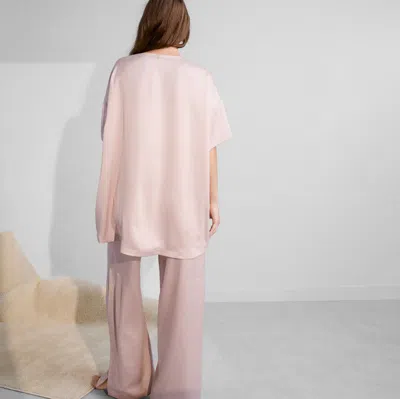 Lunya Washable Silk Tee Pant Set In Delicate Pink