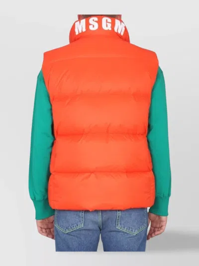 Msgm Logo Embroidered High Collar Padded Jackets