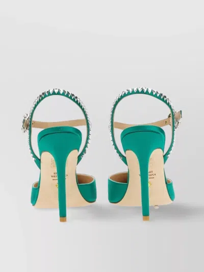 Stuart Weitzman Green Satin Slingback In Green