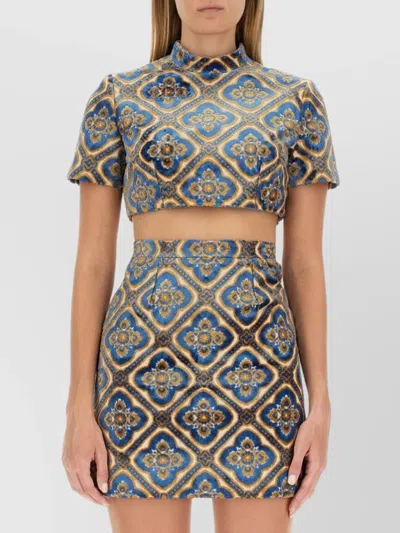 Etro Cropped Top Set High Neckline In Multicolour