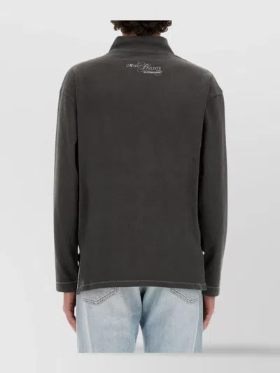 Erl Brushed Cotton Mock-neck Sweatshirt With Contrasting Print
