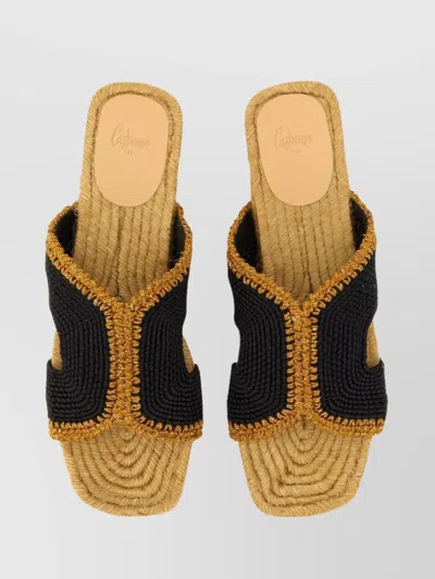 Castaã±er Braided Sole Espadrilles Open Toe In Black