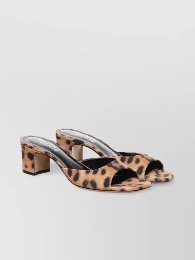 Paris Texas Lara Natural Leopard Heeled Mules In Neutral