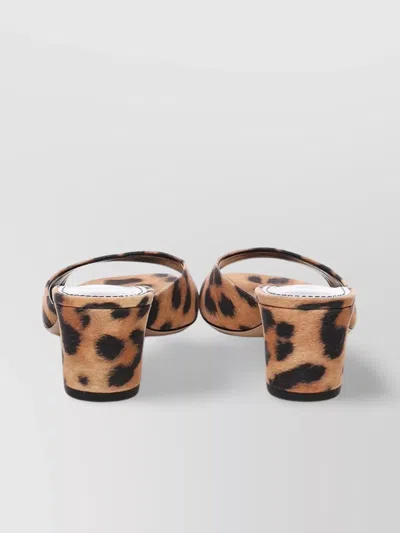 Paris Texas Lara Natural Leopard Heeled Mules In Neutral