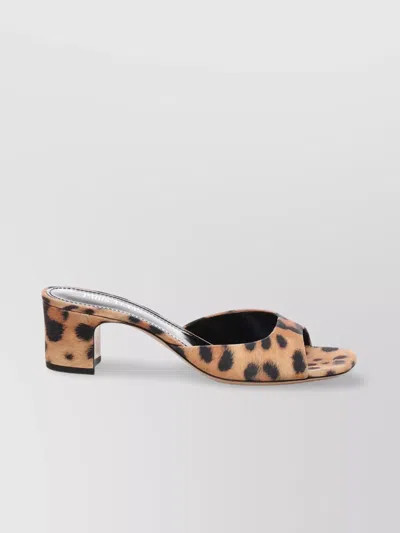 Paris Texas Lara Natural Leopard Heeled Mules In Neutral