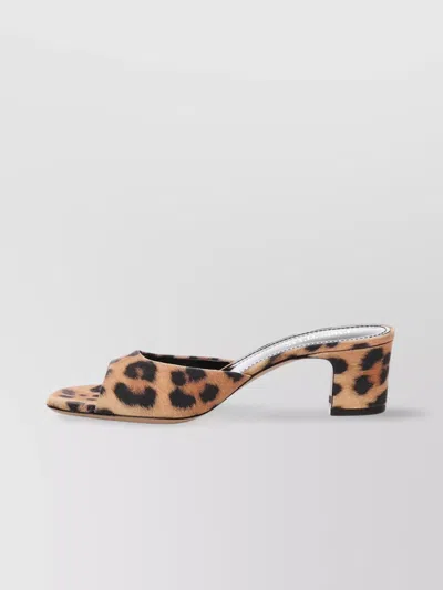 Paris Texas Lara Natural Leopard Heeled Mules In Neutral