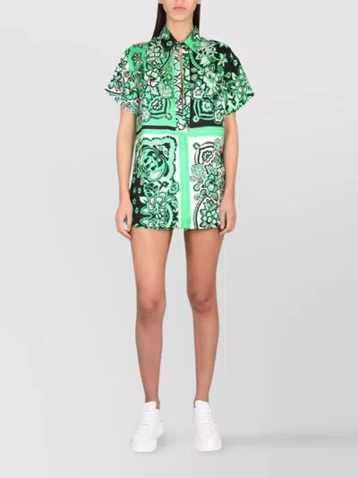 Red Valentino Floral Collared Short Sleeve Shirt