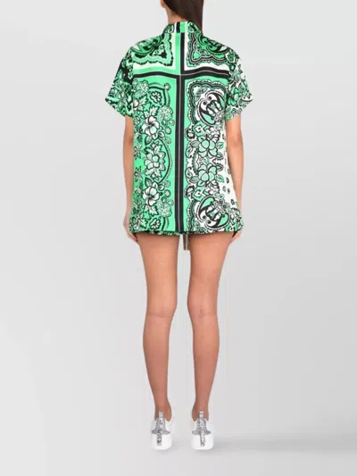 Red Valentino Floral Collared Short Sleeve Shirt