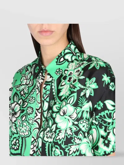 Red Valentino Floral Collared Short Sleeve Shirt