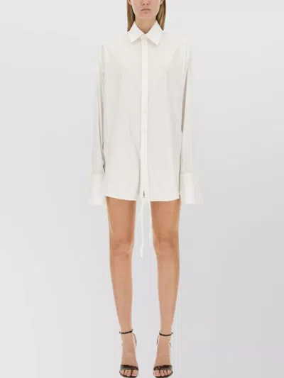 Peter Do Adjustable Tie Collared Shirt With High-low Hem