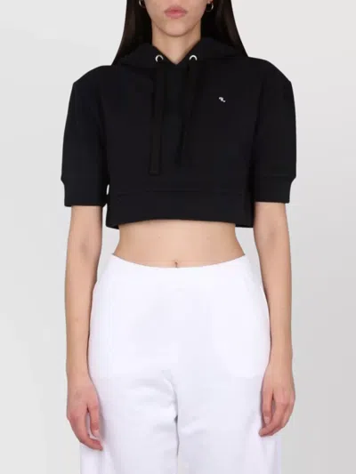 Raf Simons Cropped Hoodie With R Embroidery In Black