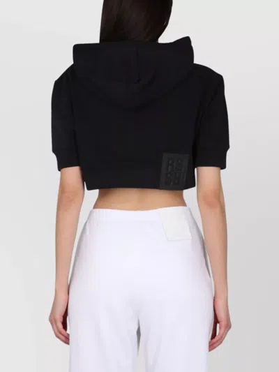 Raf Simons Cropped Hoodie With R Embroidery In Black