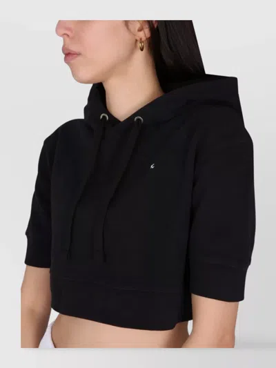 Raf Simons Cropped Hoodie With R Embroidery In Black