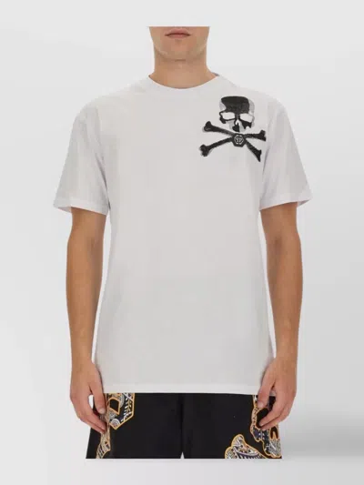 Philipp Plein Graphic Skull Logo Crew Neck T-shirt In White
