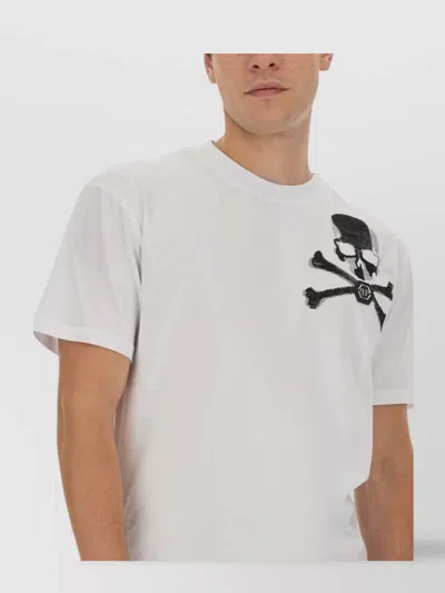 Philipp Plein Graphic Skull Logo Crew Neck T-shirt In White