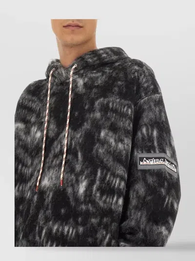 Aries Oversize Hooded Sweatshirt Ribbed Finish In Black