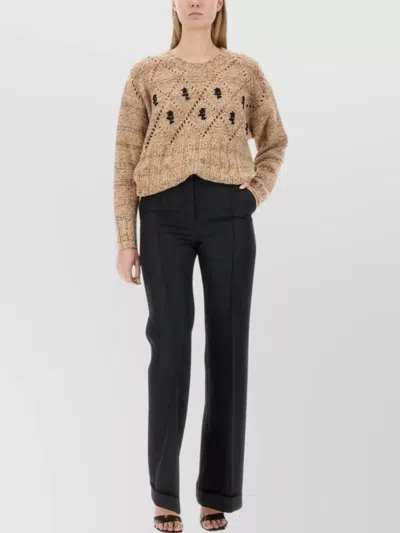 Cormio Oversize Knitwear Crew Neck Diamond Pattern In Neutral
