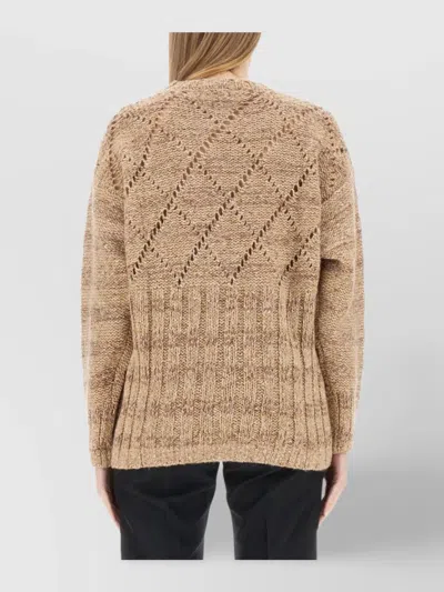 Cormio Oversize Knitwear Crew Neck Diamond Pattern In Neutral
