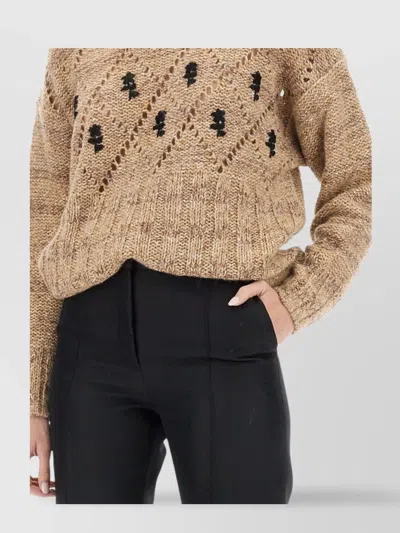 Cormio Oversize Knitwear Crew Neck Diamond Pattern In Neutral