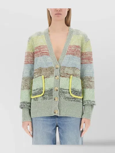 Cormio V-neck Oversize Knitwear Front Pockets In Green