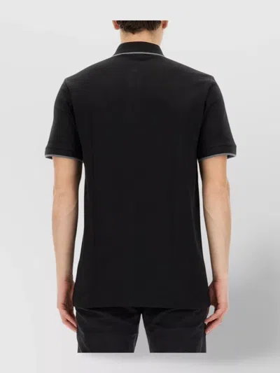 Hugo Boss Black Solid Shirt Collar Polo In Black