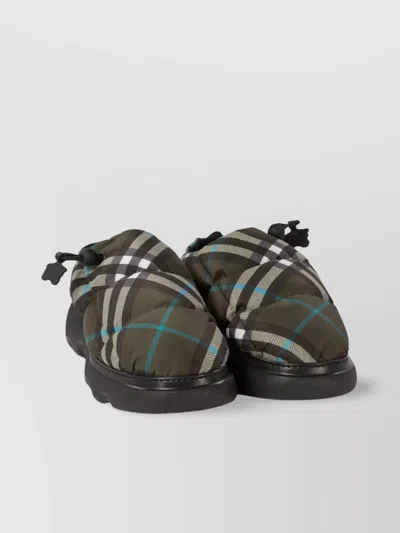 Burberry Men Check Nylon-blend Pillow Mule In Green