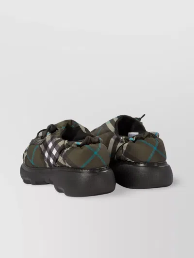 Burberry Men Check Nylon-blend Pillow Mule In Green