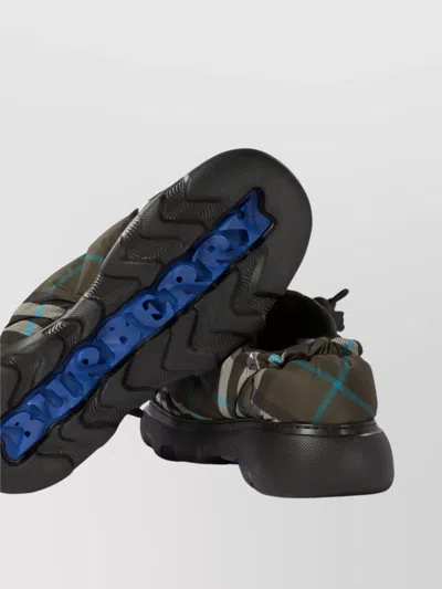 Burberry Men Check Nylon-blend Pillow Mule In Green