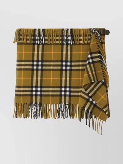 Burberry Women Wool And Cashmere Check Scarf Style Skirt