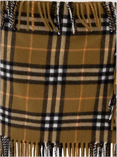 Burberry Women Wool And Cashmere Check Scarf Style Skirt