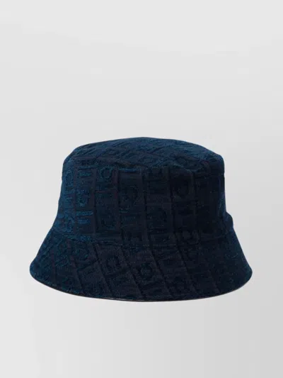Ferragamo Patterned Textured Wide Brim Hats