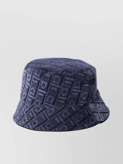 Ferragamo Logo Jacquard Cloche Hat In Blue