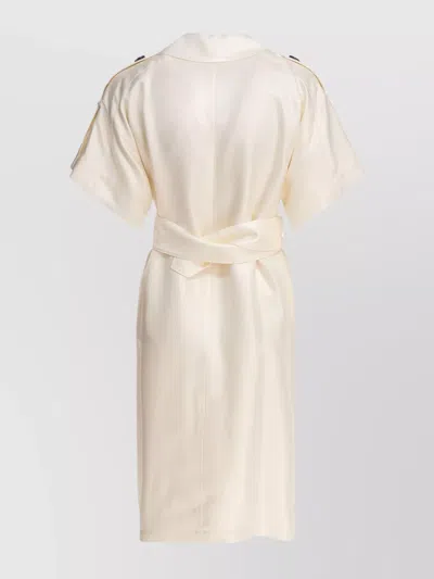 Burberry Trench Dress Viscose Belted Double-breasted Epaulettes In Neutral