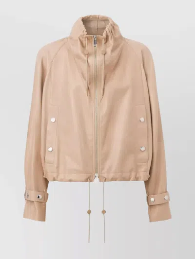 Burberry Cropped Leather Jacket Adjustable Hem In Neutral