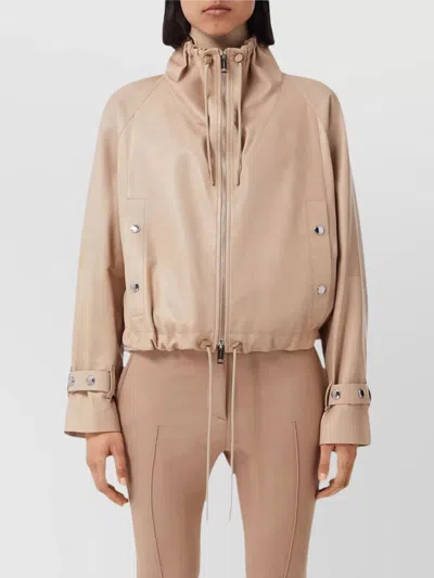 Burberry Cropped Leather Jacket Adjustable Hem In Neutral