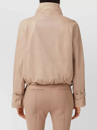 Burberry Cropped Leather Jacket Adjustable Hem In Neutral