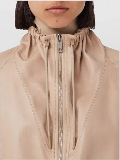 Burberry Cropped Leather Jacket Adjustable Hem In Neutral