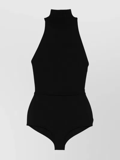 Max Mara Black High-neck One-piece With Open Back And Structured Shorts