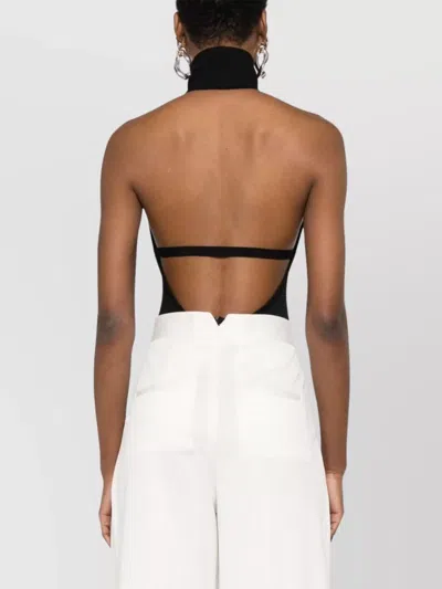 Max Mara Black High-neck One-piece With Open Back And Structured Shorts